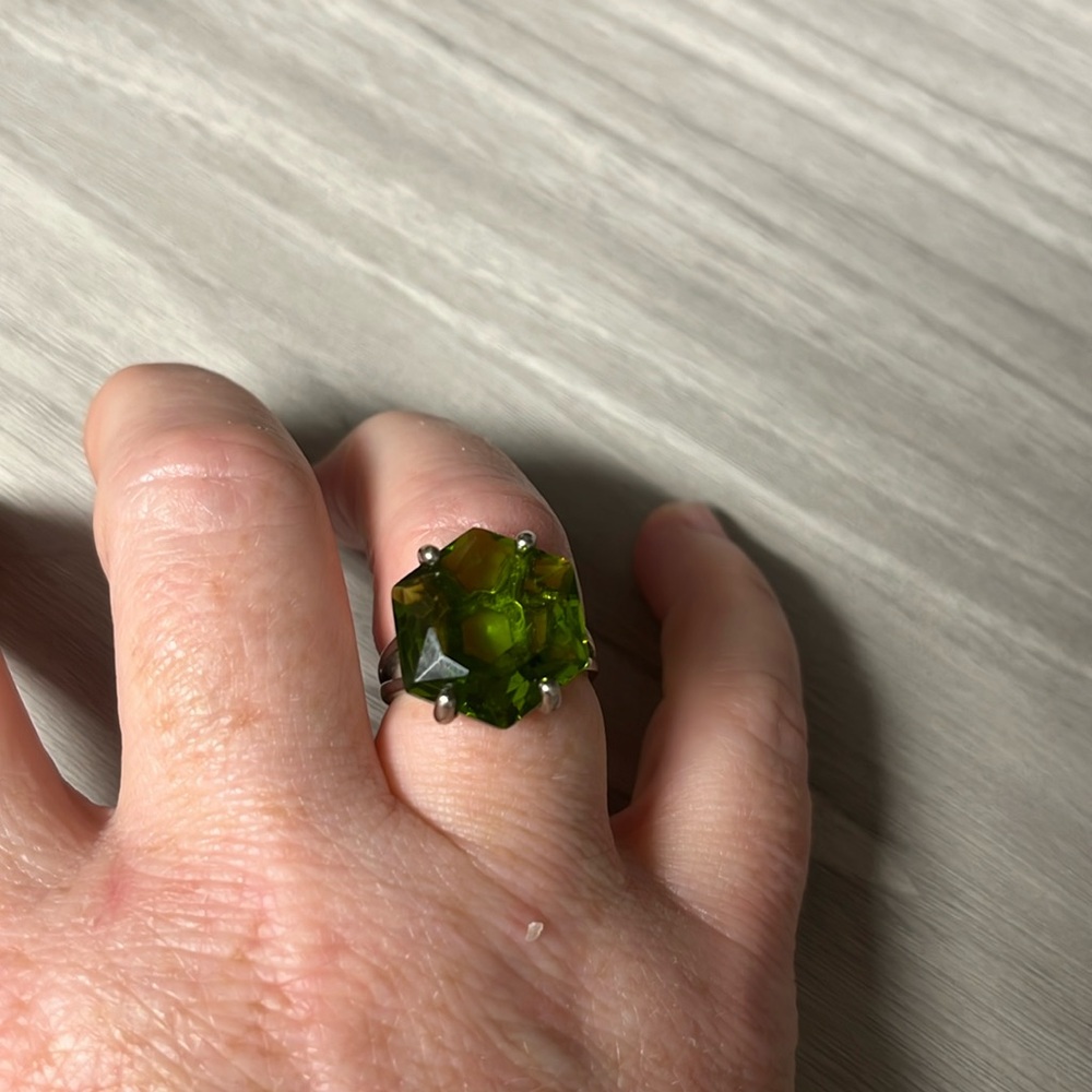 Cocktail ring, size 7, peridot hexagonal